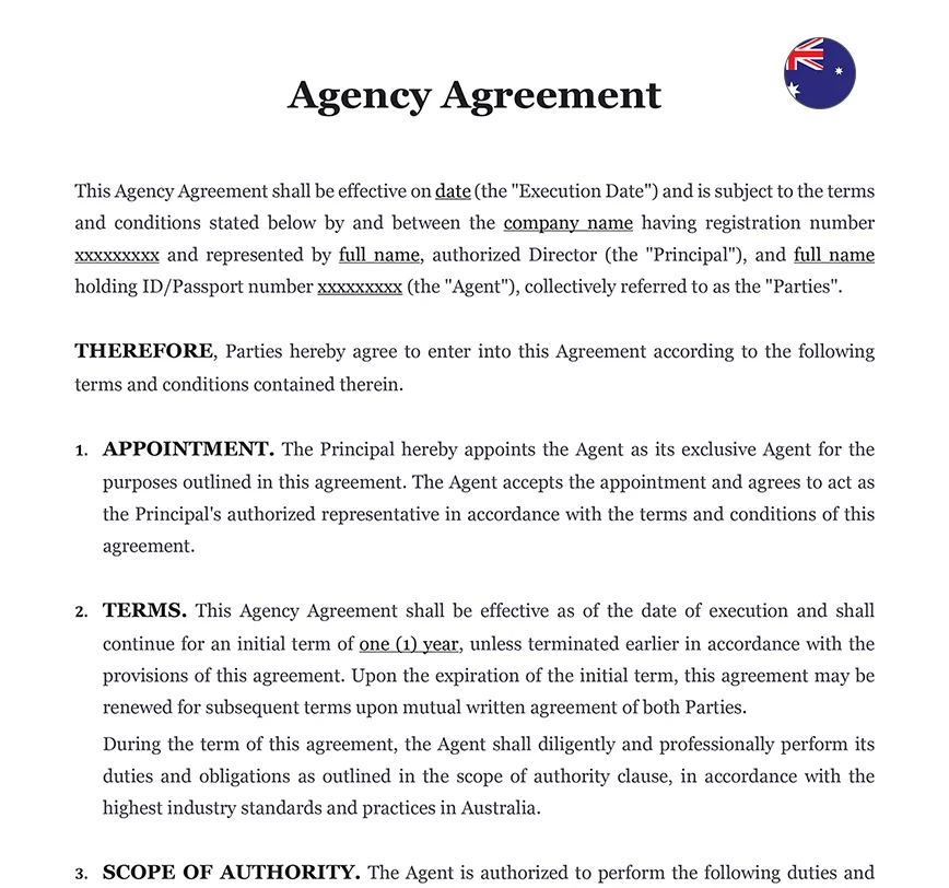 Agency agreement Australia