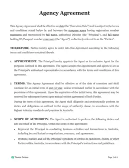 Agency agreement Australia 1