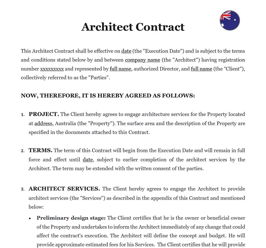 Architect contract Australia