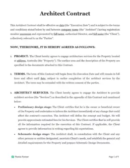Architect contract Australia 1