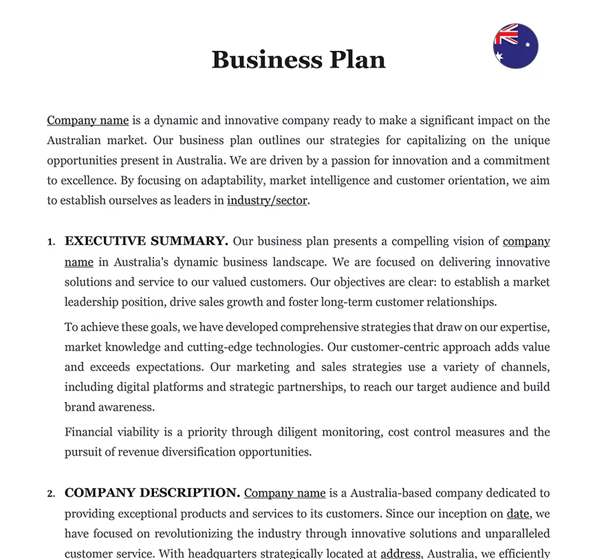 Business plan Australia