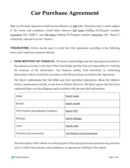 Car purchase agreement Australia 1