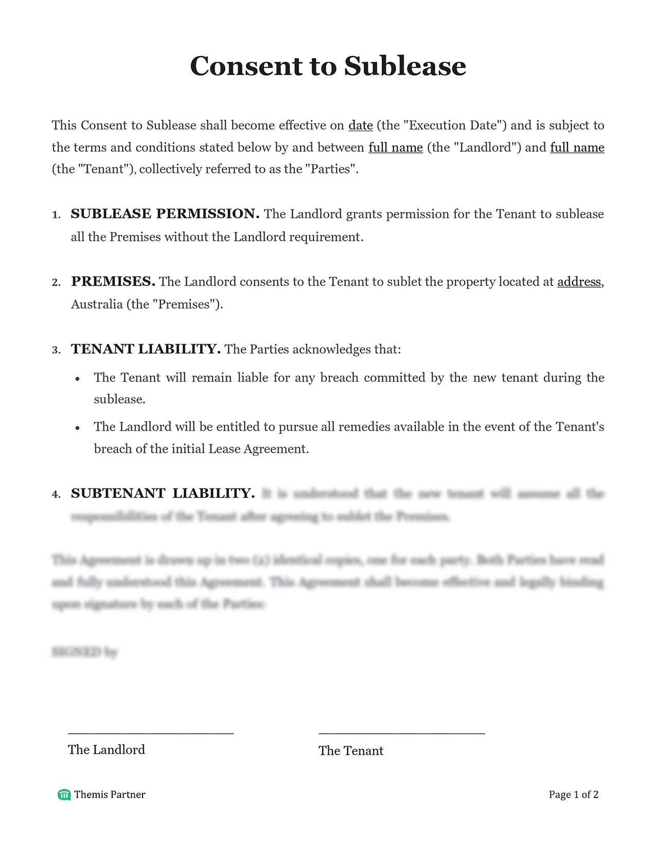 Consent to sublease letter Australia 1