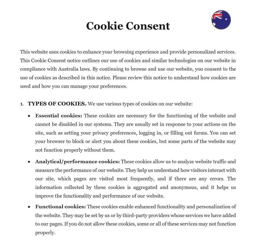 Cookie consent Australia