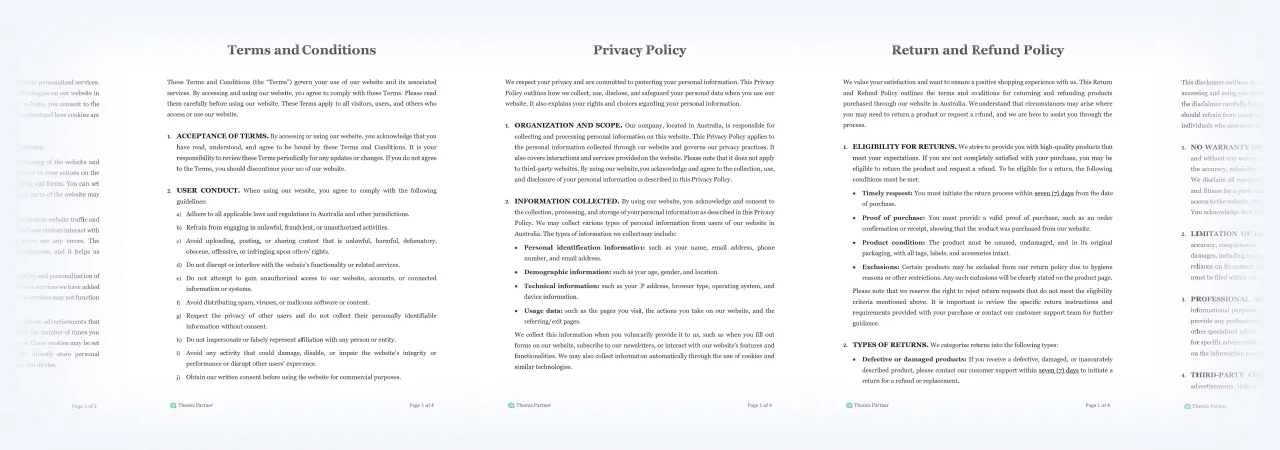 Ecommerce policy templates