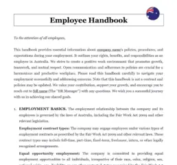 Employee handbook Australia