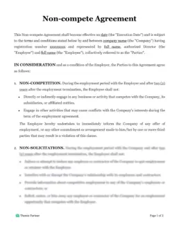 Employee non-compete agreement Australia 1