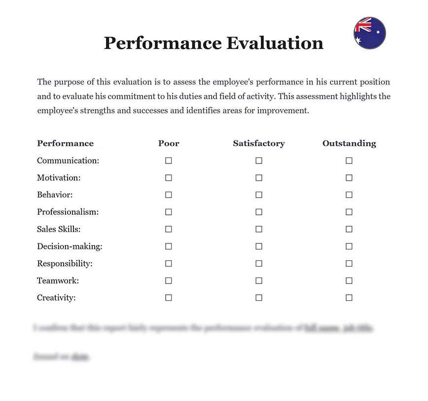 Employee performance evaluation Australia