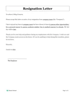 Employee resignation letter Australia 1