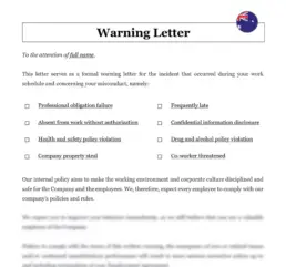 Employee warning letter Australia