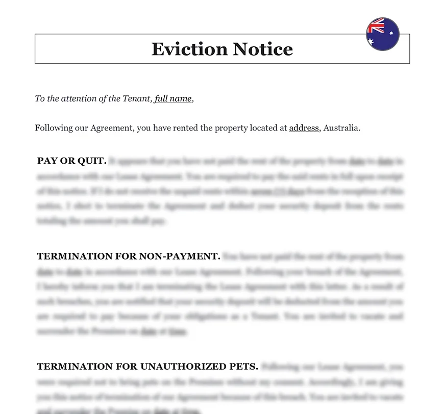 Eviction notice letter Australia