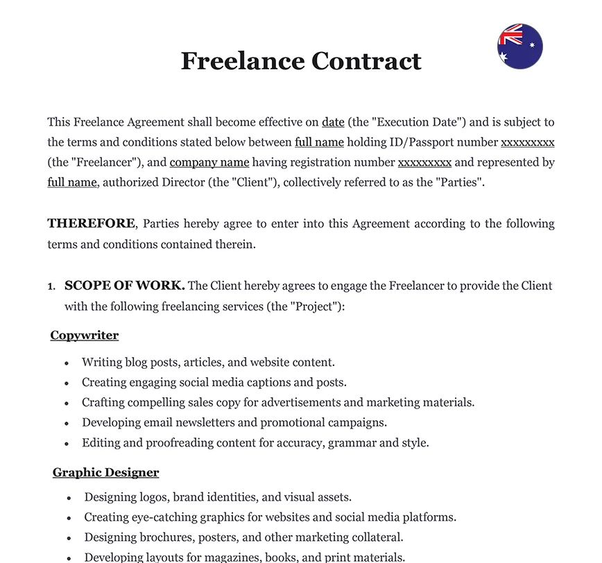 Freelance contract Australia