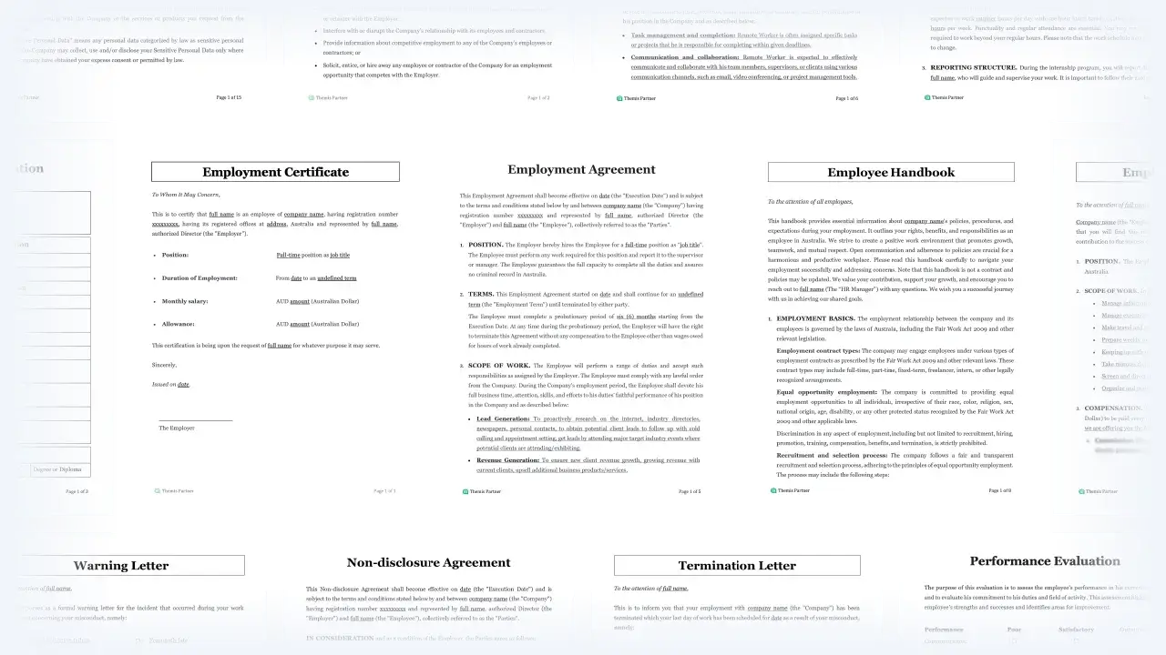 HR document templates