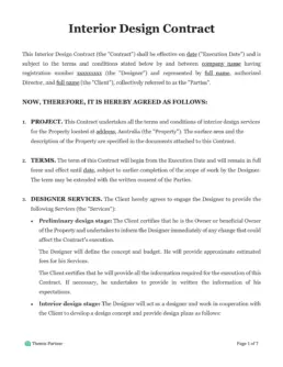 Interior design contract Australia 1