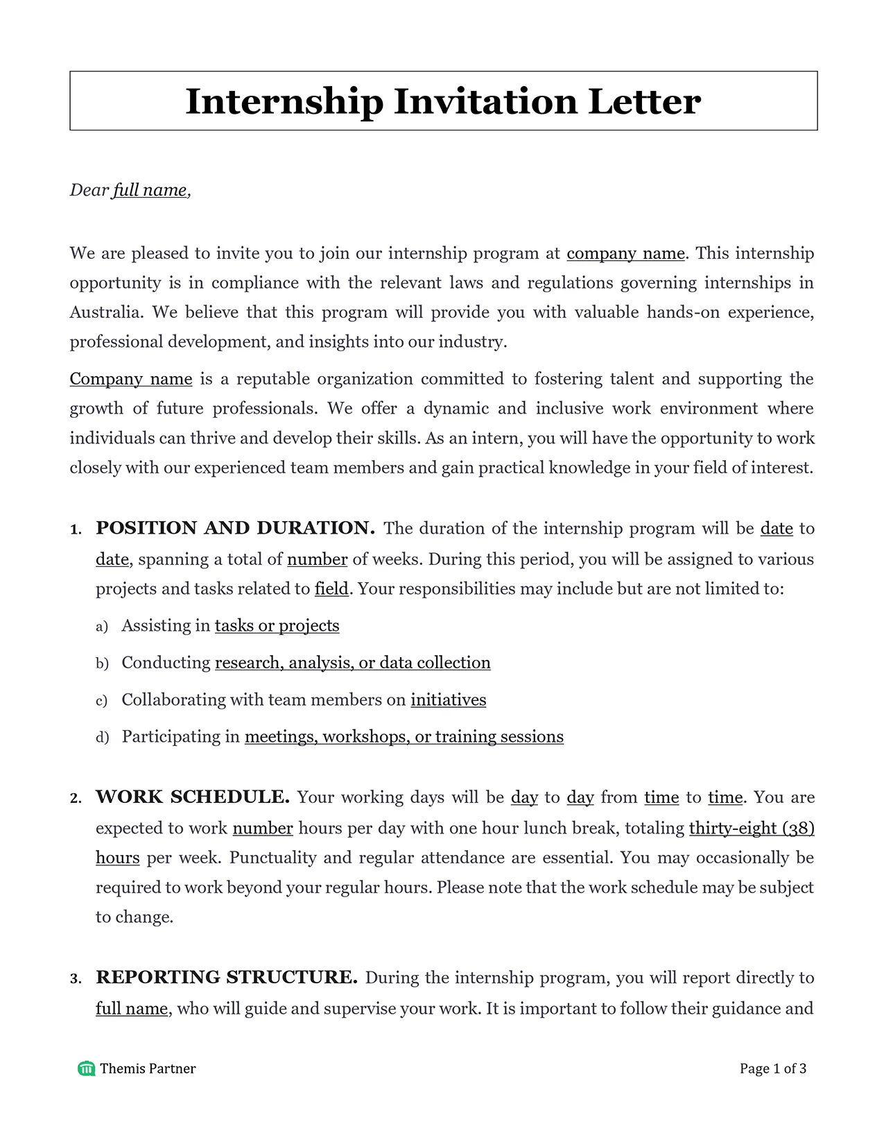 Internship invitation letter Australia 1