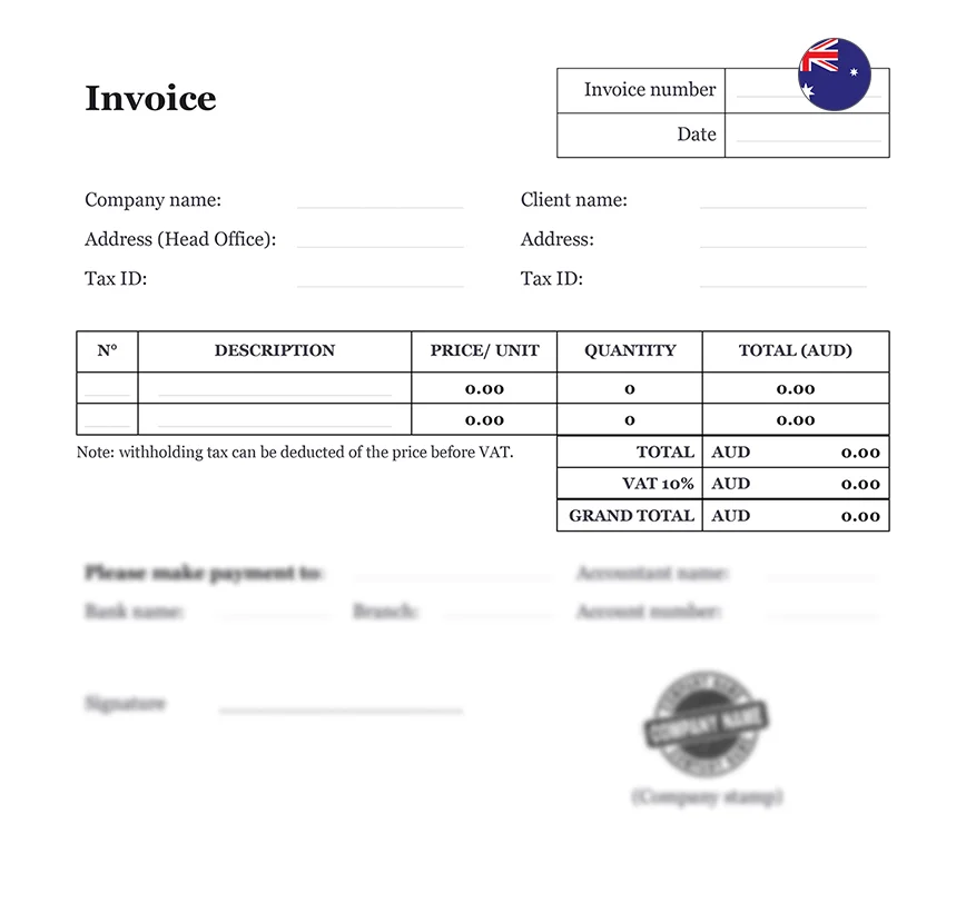 Invoice form Australia