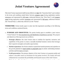 Joint venture agreement Australia