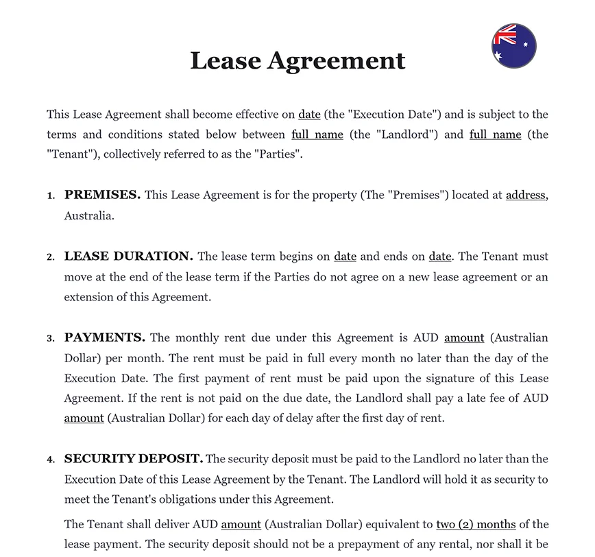 Lease agreement Australia