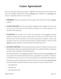 Lease agreement Australia 1
