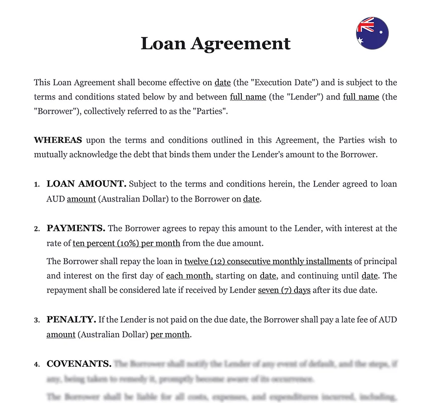 Loan agreement Australia