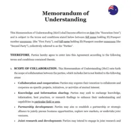 Memorandum of understanding Australia