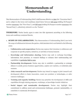 Memorandum of understanding Australia 1
