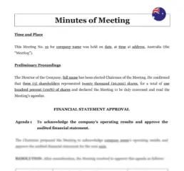 Minutes of meeting Australia