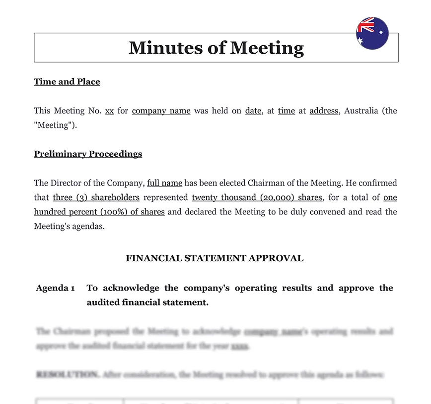 Minutes of meeting Australia