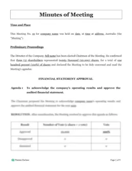 Minutes of meeting Australia 1