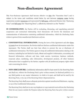 Non-disclosure agreement Australia 1