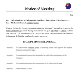 Notice of meeting Australia