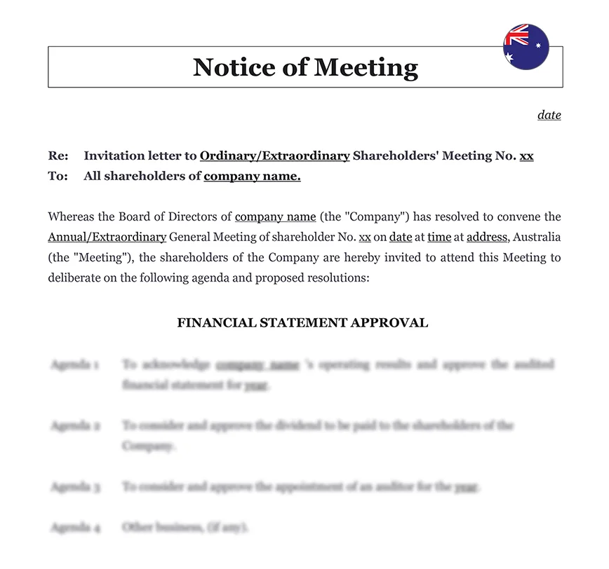 Notice of meeting Australia