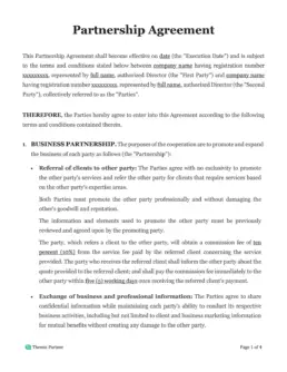 Partnership agreement Australia 1