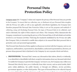 Personal data protection policy Australia