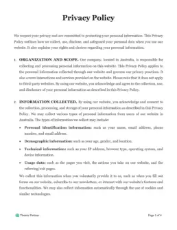 Privacy policy Australia 1