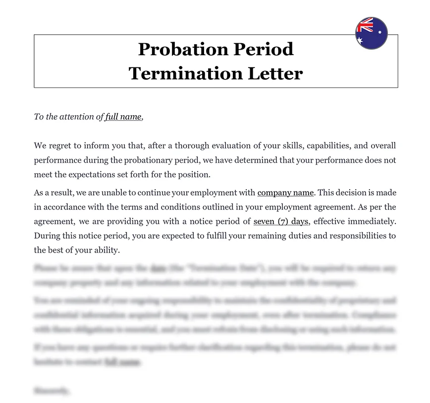 Probation period termination Australia