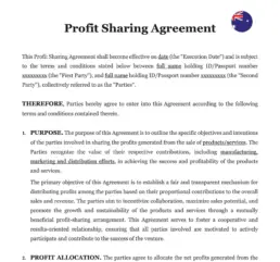 Profit sharing agreement Australia