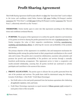 Profit sharing agreement Australia 1