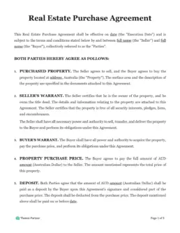 Real estate purchase agreement 1