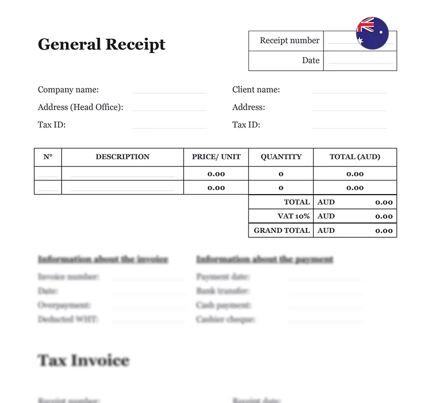 Receipt form Australia