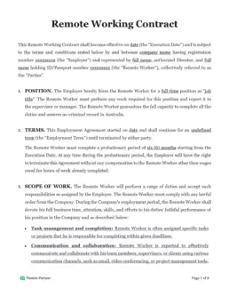 Remote working contract Australia 1
