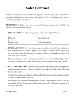 Sales contract Australia 1