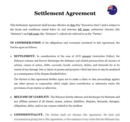 Settlement agreement Australia