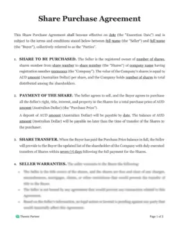 Share purchase agreement Australia 1