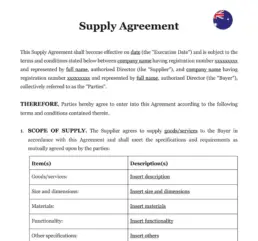 Supply agreement Australia