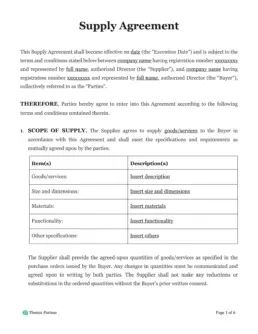 Supply agreement Australia 1